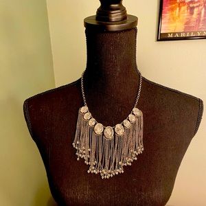 Ann Taylor Tassel Drop Necklace with Glass Stones NWT